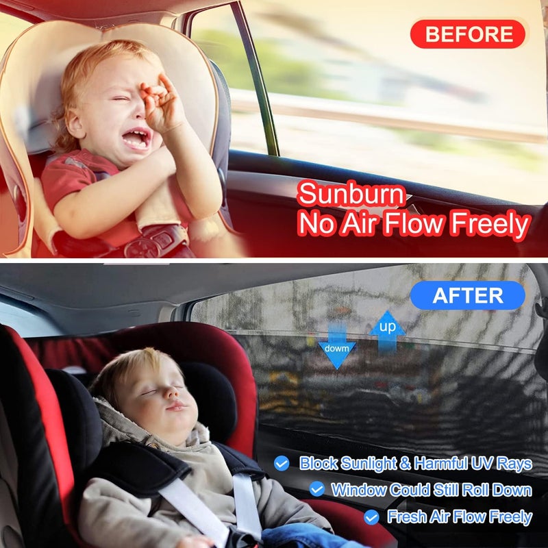 PEMOTech Car Window Shades(2 Pack)-Side Window Sun Shades, UV Protection Breathable Spandex Baby Window Covers, Universal Fit Most of Cars, Protect Privacy for Family (31.5" x47.2) Black - Image 2